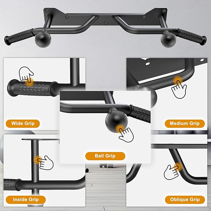 Kipika Heavy Duty Wall Mounted Doorway Pull Up Bar, Multifunctional Chin Up Bar, Portable Fitness Door Bar, Body Workout Home Gym System