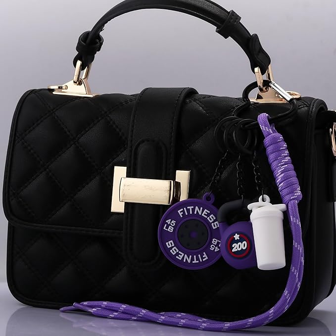 Gym Dumbbell Barbell Kettlebell Purse Keychain - Muscle Faith Cup Rope Gym Bag Handbags Purse Charms - Fitness Gift