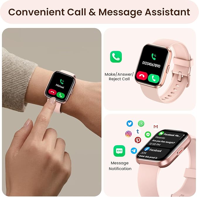 Smart Watch for Women Gifts, Womens Smartwatch with Sleep,Heart Rate,Pressure,SpO2 Monitor & Cycle Tracking, Alexa/AI Voice & Call Fitness Watch with Schedule Reminders & 100+ Sports Modes-Pink