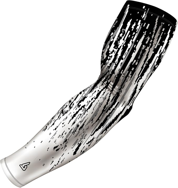 B-Driven Sports Pro Fit Compression Arm Sleeve for Men Women & Youth, Basketball Baseball Football, Single Digital Designs