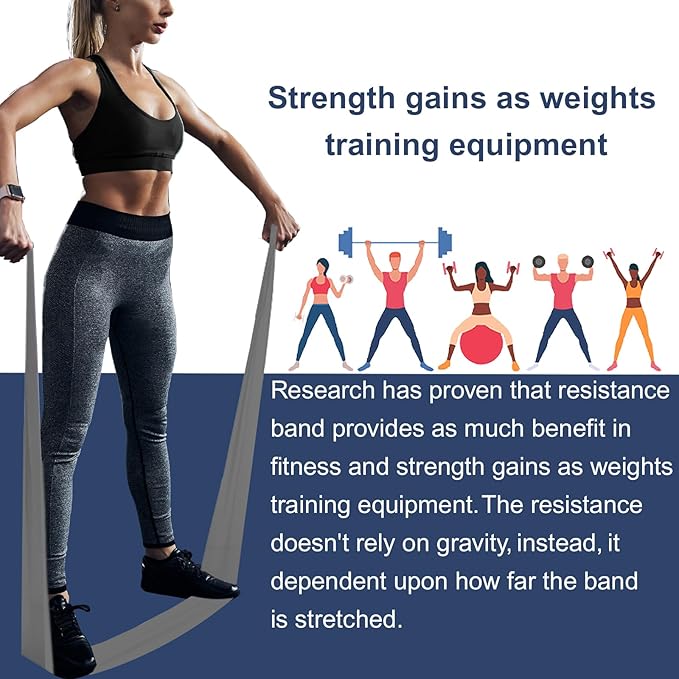 A AZURELIFE Resistance Bands,Professional Long Non-Latex Elastic Stretch Bands,Exercise Bands for Physical Therapy, Yoga, Pilates, Rehab, at-Home or The Gym Workouts, Strength Training