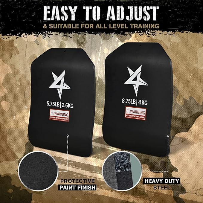 Yes4All Weight Vest Plate 5.75/8.75/14/ 19.75LB Pairs, Weighted plates for vest, Tactical Plate, Weight Plate with Curved Ergonomic Design for Running, Heavy Workout