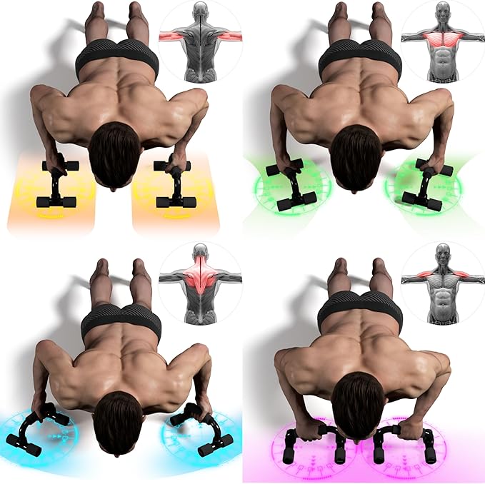 READAEER Push Up Bars Gym Exercise Equipment Fitness 1 Pair Pushup Handles with Cushioned Foam Grip and Non-Slip Sturdy Structure Push Up Bars for Men & Women