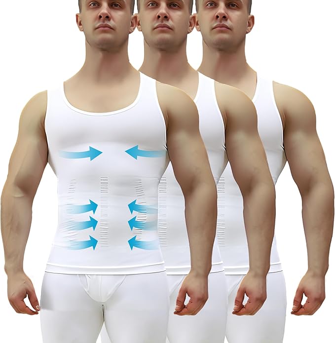 MEETYOO 1/2/3 Pack Men's Shaper Slimming Tank Top Athletic Compression Shirt with Sleeveless Undershirts for Men