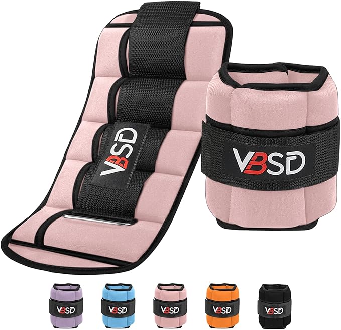 VBSD Adjustable Ankle Weights for Men Women, 2 4 6 8 10 lbs 1 Pair Leg Weight Straps, Weighted Ankle Weight Set with Removable Sandbags for Walking Running Yoga Physical Therapy Gym Home Workout