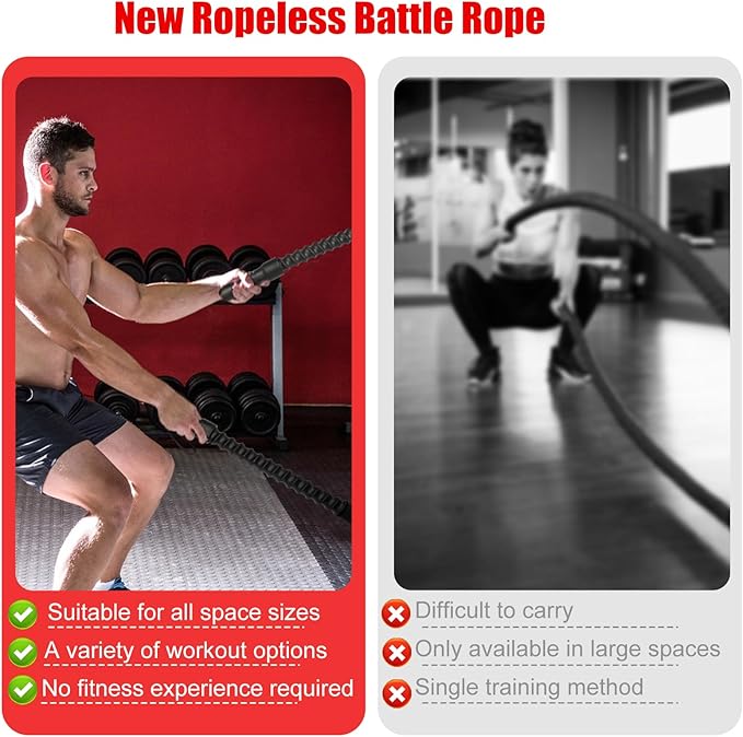 Ropeless Battle Ropes 2 Pcs Battle Rope Sticks Cordless Battle Ropes Ropeless Jump Rope Battle Rope Sticks for Home or Gym Style-A