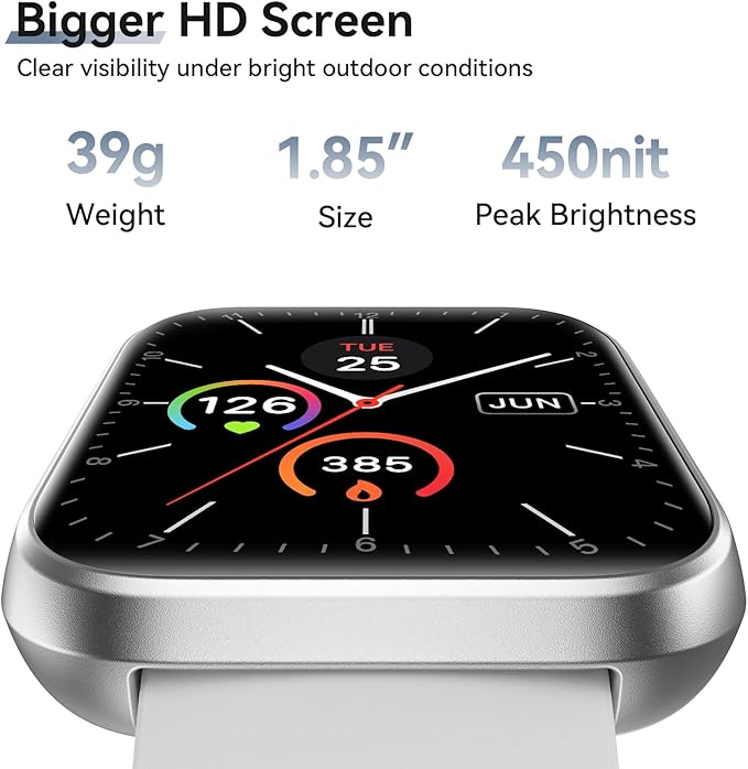 Hingso Smart Watch for Android Phones/iPhones, 1.85" HD Smart Watches for Women Men with Heart Rate/SpO2/Sleep Monitor, 3ATM Waterproof Fitness Tracker Watch with 120 Sport Modes, Health Tracker