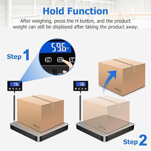 KUAIVO Shipping Scale, 440lb/0.35oz High Accurate Digital Postal Scale with Hold/Tare Function, Shipping Scale for Small Business, Packages, Luggage, Home Use, Battery & Charging Cable Include