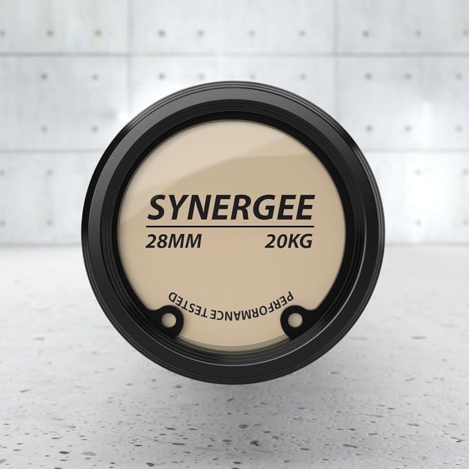 Synergee Games 15kg and 20kg Colored Ceramic Coated Barbells. Rated 1500lbs for Weightlifting and Powerlifting. Black, Red, Grey, Pink