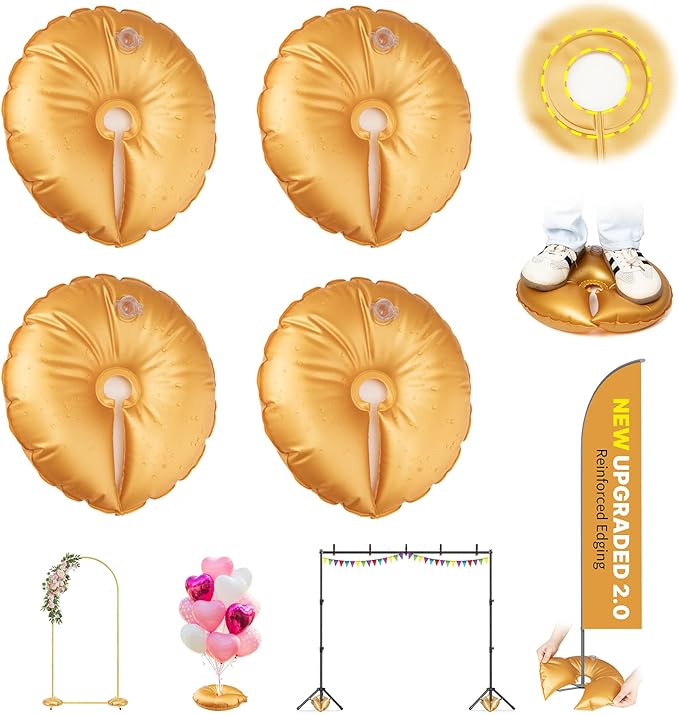 New 4 Pcs Balloon Arch Weights for Backdrop Stand - 50kg Pressure-Rated Weights for Arch Stand, 5-Layer Thickened Openable Water Weight Bag for Wedding Birthday Party Christmas New Year (Each 10 Lbs)