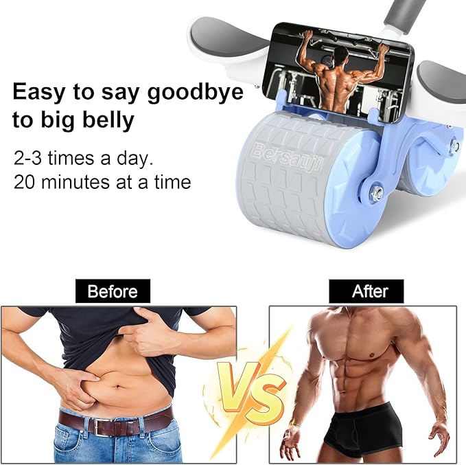 2026 New Ab Roller Wheel with Knee Mat &Timer, Automatic Rebound Abdominal Wheel, Ab Abdominal Exercise Roller with Elbow Support, Abs Workout Equipment Ab Exercise Roller for Women Men