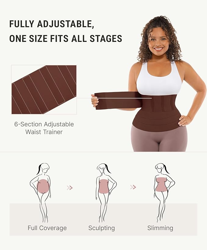 FeelinGirl Waist Trainer for Women Bandage Wrap Trimmer Belt Long Torso Tummy Wraps Belly Body Shaper Waist Trimmer Belt