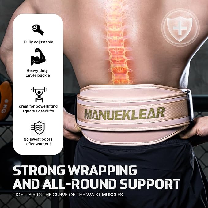 Weight Lifting Belt, Lifting Belts for Women Men,MANUEKLEAR Weightlifting Belt Quick Locking Back Support for Bodybuilding, Fitness, Powerlifting, Cross Training, Squats, Workout, Exercise