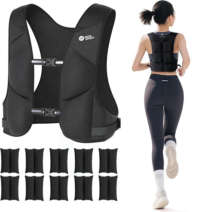 Adjustable Weighted Vest Soft Washable for Women Men 2-10lbs Vest with 10 Ironsand Weights and Large Pocket, Weight Vest for Workout, Strength Training, Running, Fitness, Walking, 10LB