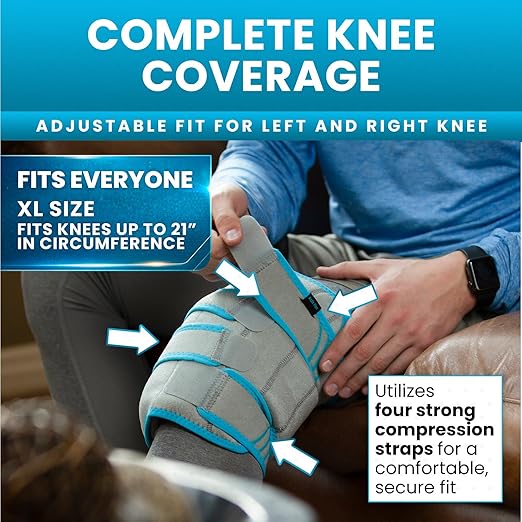 Vive Knee Ice Pack Wrap (2 Pack) - Cold/Hot Gel Compression Brace - Heat Support Strap for Arthritis Pain, Tendonitis, ACL, MCL Injury, Osteoarthritis, Women, Men, Meniscus Patella Surgery