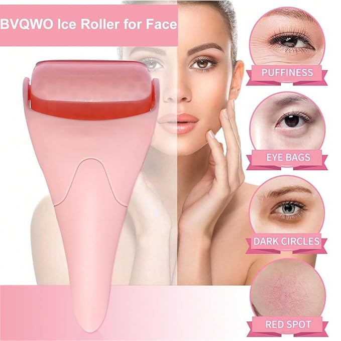 Ice Roller for Face, Face Roller - Cold Massage Stick for Cooling and Calming Puffiness, Wrinkles, Fine Lines - Skin Care Tools - Self Care Gifts for Women and Men (Nude Pink)