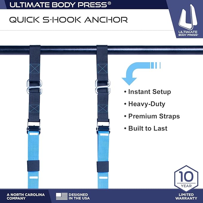 Ceiling Mount Pull Up Bar with Reversible Risers for 16 and 24 Inch Joists with Optimum Grip Spacing by Ultimate Body Press
