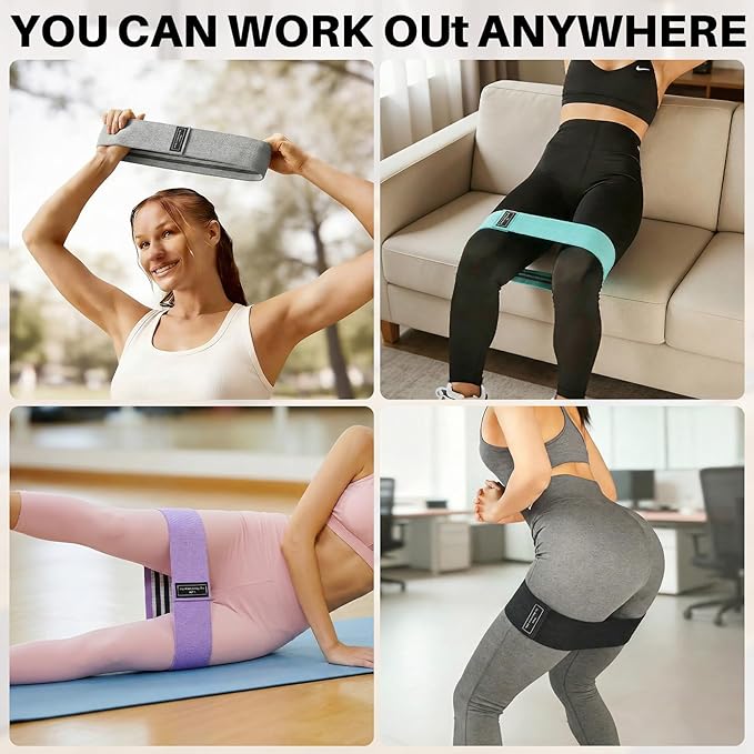 12 PCS Fabric Resistance Bands for Working Out, Booty Bands for Women and Men, Exercise Bands for Legs and Hip,Elastic Stretch Bands for Exercise Yoga Pilates Fitness Home Workout