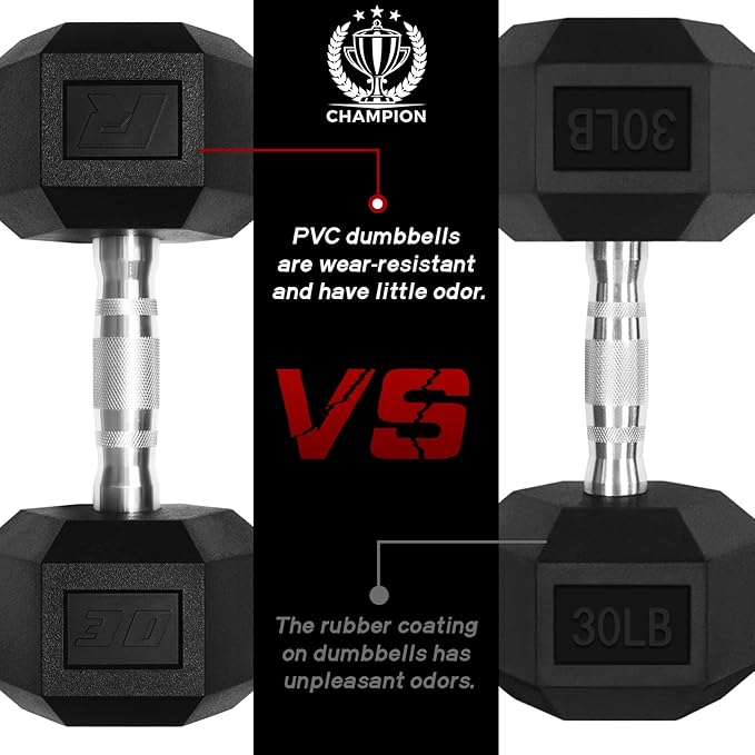 Ritfit 5-650 LBS PVC Encased Hex Dumbbell Sets with Optional Rack for Home Gym, Hand weight with Chrome Handle for Strength Training,Workouts