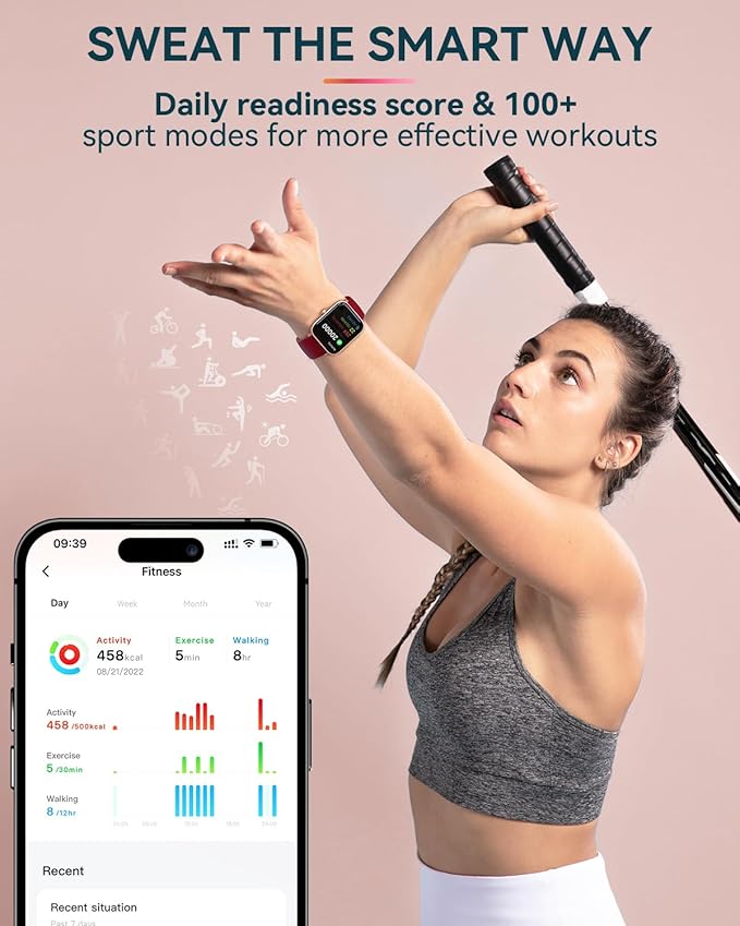 aeac Smart Watch for Women, Alexa Built-in, Stable Bluetooth Call, Fitness Tracker with Heart Rate/SpO2/Stress/Sleep Monitor, Smartwatches 120+ Sports, IP68 Waterproof Smartwatches for iOS Android