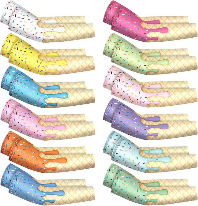 Newcotte 12 Pairs Arm Sleeves for Kids Compression Football Baseball Arm Sleeve Youth UV Protection Breathable Cooling Sleeve