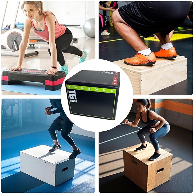 Box Jumps for Home Gym - Non-Slip Shockproof Plyometric Jump Box | Wear-Resistant Fitness Training Equipment for Jumping, Cardio, Leg Strength & Agility Workouts in Home, Gym & Sports Studios