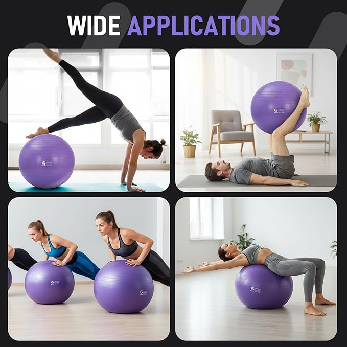 Gruper Yoga and Pilates Ball,4 Sizes 15 inch-30 inch Gym Ball for Fitness, Yoga, Workout, Pregnancy and Physical Therapy,Quick Pump Included,Great as Yoga Ball Chair for Office or Home Gym Equipment