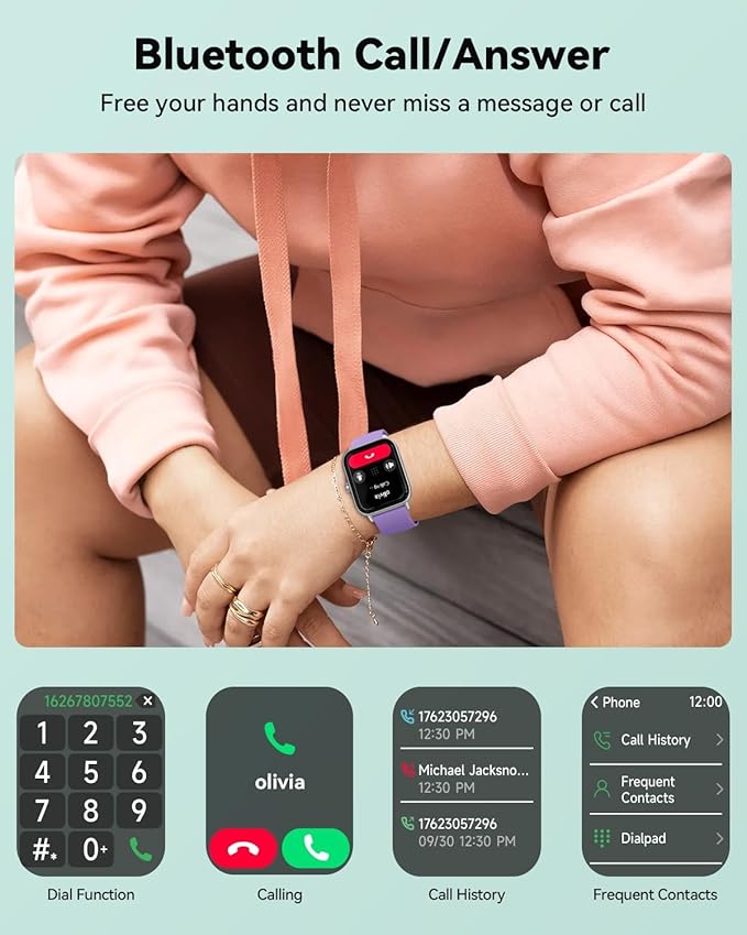 Smart Watches for Women/Men, Smart Watch for Android Phones and iPhone Compatible, Alexa Built-in, 1.8" Fitness Watches for Women, IP68 Waterproof /Bluetooth Call, Heart Rate/Sleep Monitor, Purple