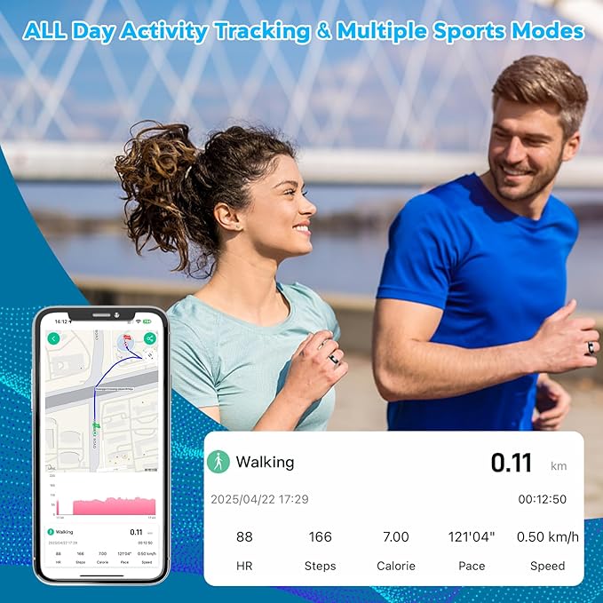 Smart Health Ring for Women Men,Fitness Rings Tracker with Blood Pressure Monitor Heart Rate Blood Oxygen Sleep Monitor IP68 Waterproof Step Counter Calorie Tracker Health Rings for Android iOS Phones