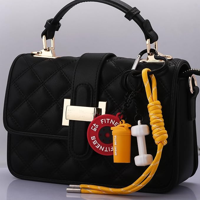 Gym Dumbbell Barbell Kettlebell Purse Keychain - Muscle Faith Cup Rope Gym Bag Handbags Purse Charms - Fitness Gift