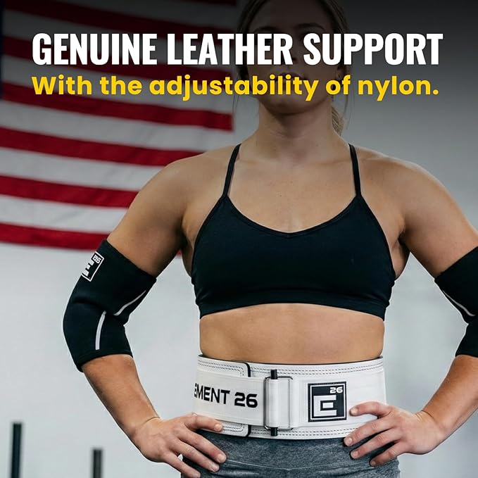 Element 26 Hybrid Leather Weight Lifting Belt for Men & Women - Self locking Adjustable Leather Belt for Powerlifting, Olympic lifting & Functional Fitness - Weight Belt, Squat Belt, Back Support
