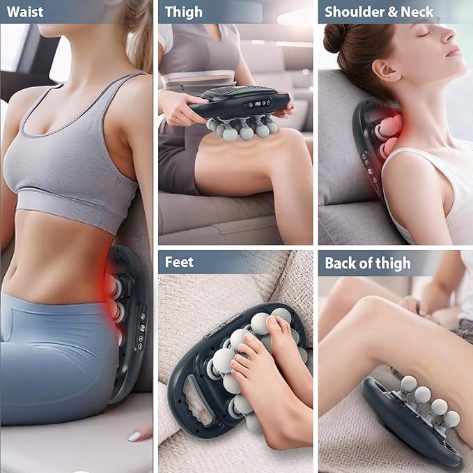 16 Head Massage Gun, Deep Tissue Percussion Massager with 9 Intensity Levels for Neck, Back, Shoulders, Legs Pain Relief & Recovery