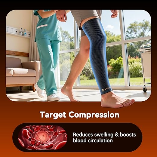 Copper Leg Compression Sleeve for Men & Women [360° Full Compression & Copper Infused] Knee Stabilizer Brace for Meniscus Tear, ACL, MCL, Arthritis & Joint Pain Relief, Calf & Thigh Support for Running