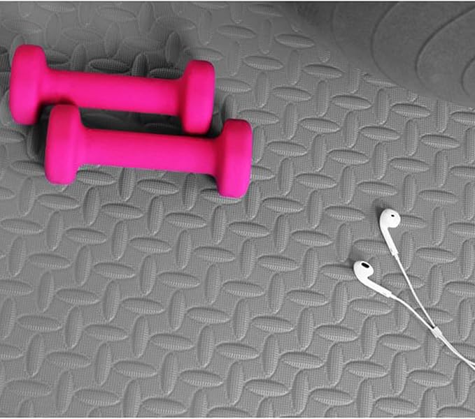 BalanceFrom Puzzle Exercise Mat 3/4' Thick, EVA Interlocking Foam Floor Tiles for Home Gym, Mat for Home Workout Equipment, Floor Padding for Kids, Gray, 24 in x 24 in x 3/4 in, 96 Sq Ft - 24 Tiles