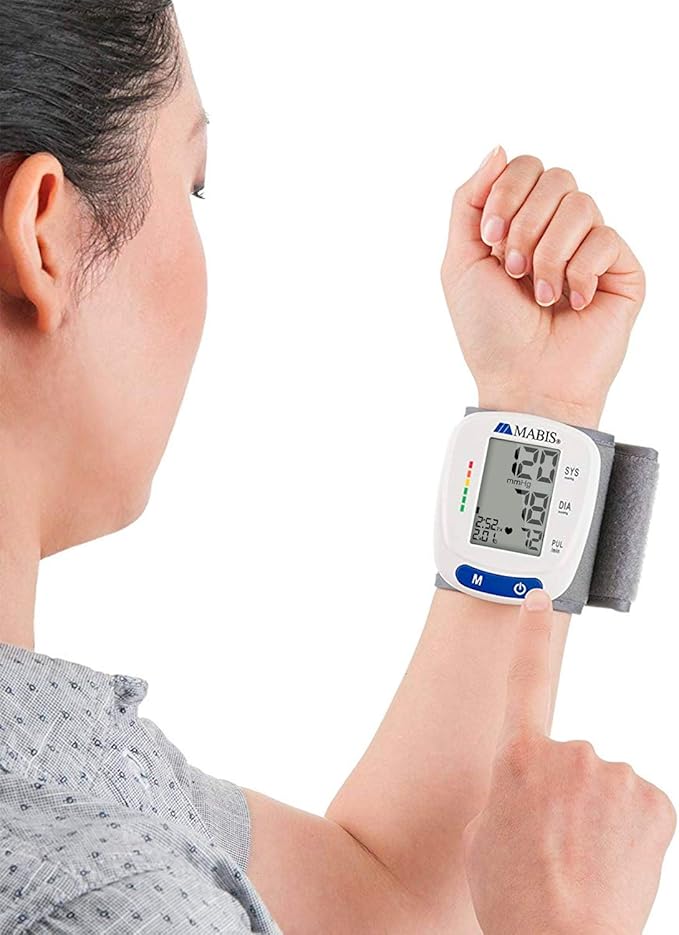 Mabis Digital Premium Wrist Blood Pressure Monitor with Automatic Wrist Cuff that Displays Blood Pressure, Pulse Rate and Irregular Heartbeat, Stores up to 120 Readings (Pack of 48)
