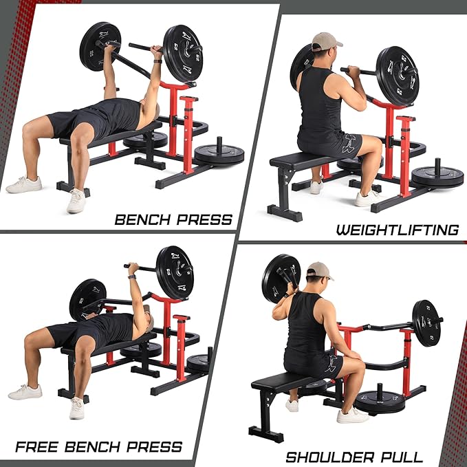 GarveeLife Chest Press Machine with Adjustable Flat Bench,Versatile Bench Press Rack for Home Gym,Bench Press Machine with Independent Converging Arms,Heavy-Duty Steel Structure with Smooth Bearings