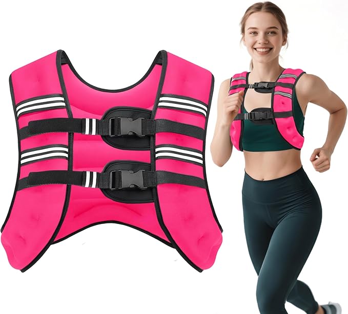 Weighted Vest, 6lb/8lb/12lb/16lb/20lb/30lb for Men, Women with Reflective Stripe, Weight Vests Adjustable for Workout, Strength Training, Running, Fitness, Muscle Building, Weight Loss clearance