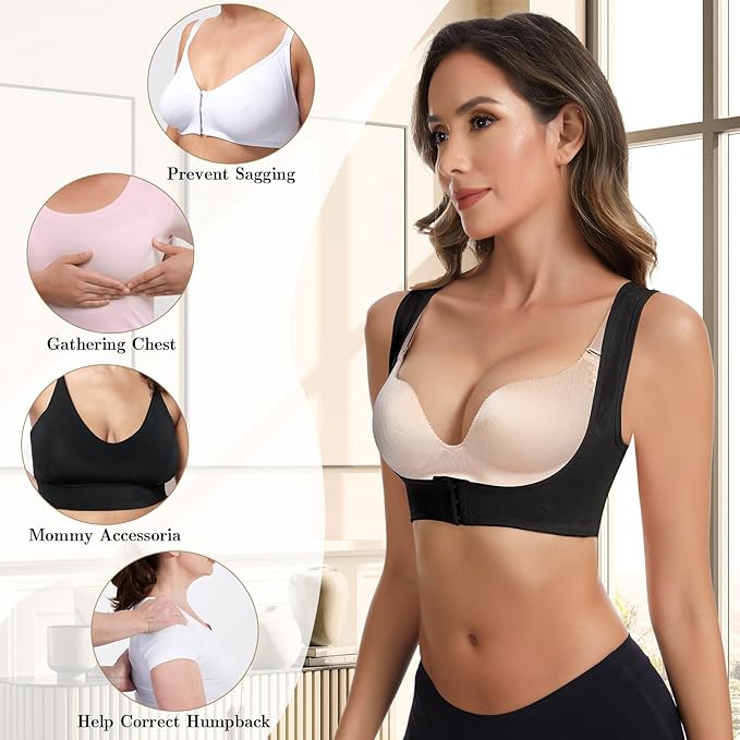 QWD Sleeveless Chest Brace Push up for Woemn Posture Corrector Back Shaper Vest Shapewear Tops