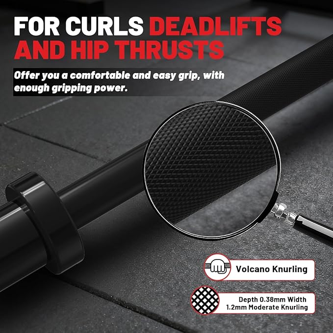 PAPABABE Olympic Barbell, 4ft/5ft/6ft/6.5ft Straight Barbell for Strength Training and Technique Adjusting, 2 inch Womens Olympic Bar with Moderate Knurling For Bench Press, Squats Curls Deadlifts Weightlifting
