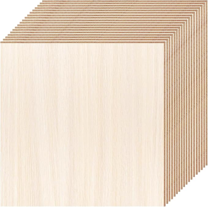 DIYDEC 18 Pack Basswood Sheets 6X 6 x 1/16 Inch Thin Plywood Sheets Unfinished Wood Squares Boards Balsa Wood Sheet for Crafts Architectural Models Laser Cutting Wood Burning and Drawing