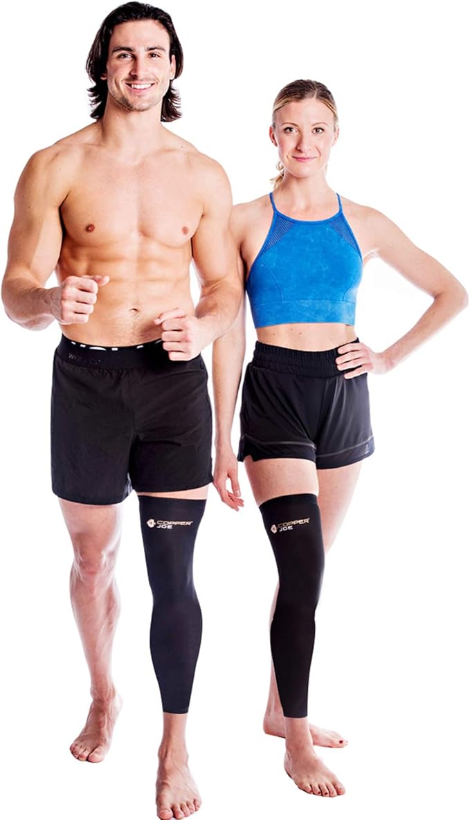 Copper Joe Full Leg Compression Sleeve Support for Knee, Thigh, Calf, Arthritis, Running and Basketball