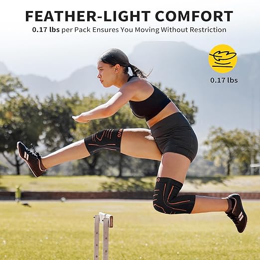 CAMBIVO Knee Brace for Women and Men with Side Stabilizer 2 Pack, Lightweight Latex Free Knee Compression Sleeves for Knee Pain Relief, Knee Sleeves for Running, Workout and Daily Activities (Black, Large)