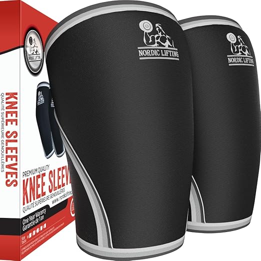 Nordic Lifting 7mm Knee Sleeves for Weightlifting & Gym (1 Pair) - Neoprene Compression Support for Squats, Powerlifting & Cross Training - USPA Approved - For Men & Women