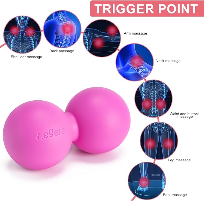 Peanut Massage Ball-Double Lacrosse Massage Ball, Mobility Ball for Myofascial Release,Yoga Therapy,Trigger Point Therapy,Muscle Knots and Acupoint Massage (Purple Firm Ball)