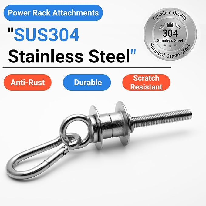 Heavy-Duty Power Rack Attachments, Quick-Install Home Gym Accessories for 2x2, 2x3 & 3x3 Power Racks, Fits 1/2", 5/8" & 1" Holes