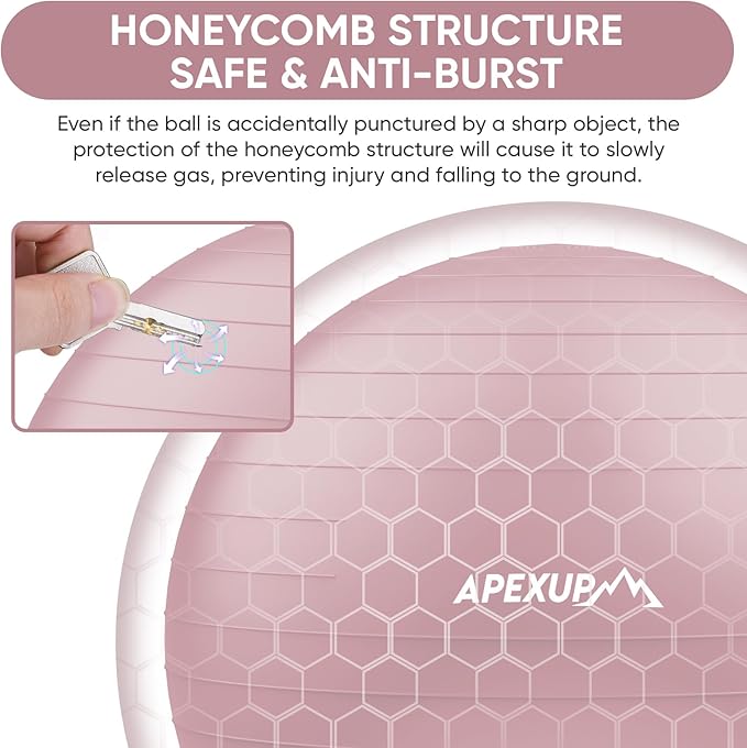 APEXUP Yoga Ball Exercise Ball Anti Slip Heavy Duty for Fitness, Balance & Core Workout, Balance Training, Pregnancy & Physical Therapy, 5 Sizes