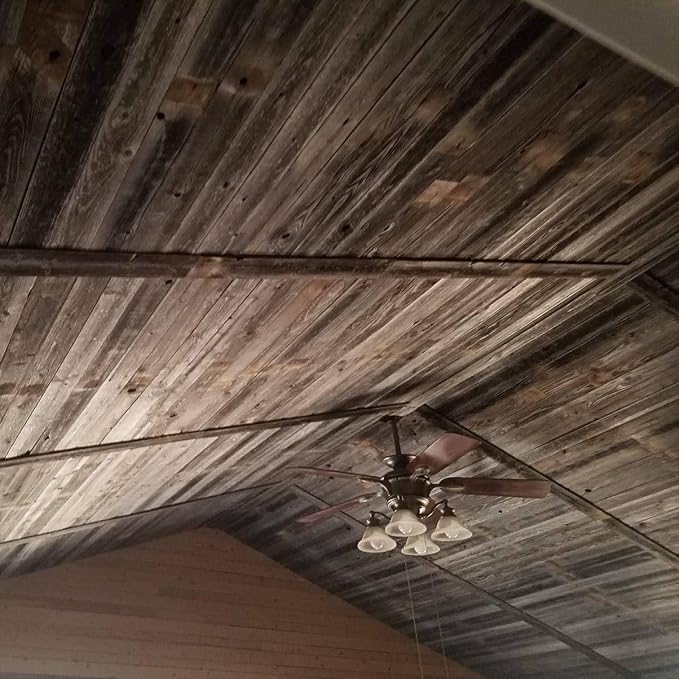 Rockin' Wood Real Wood Nail Up Application Rustic Reclaimed Naturally Weathered Barn Wood Accent Paneling Board Planks for Home Walls (10 Square feet)