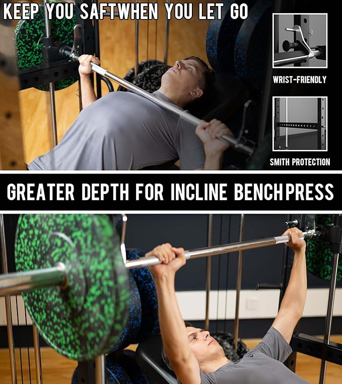 Eonfit E5 Smith Machine with Vertical Leg Press, Power Cage Squat Rack with LAT-Pull Down Cable Crossover Rotating Arms System Home Gym Equipment All in One