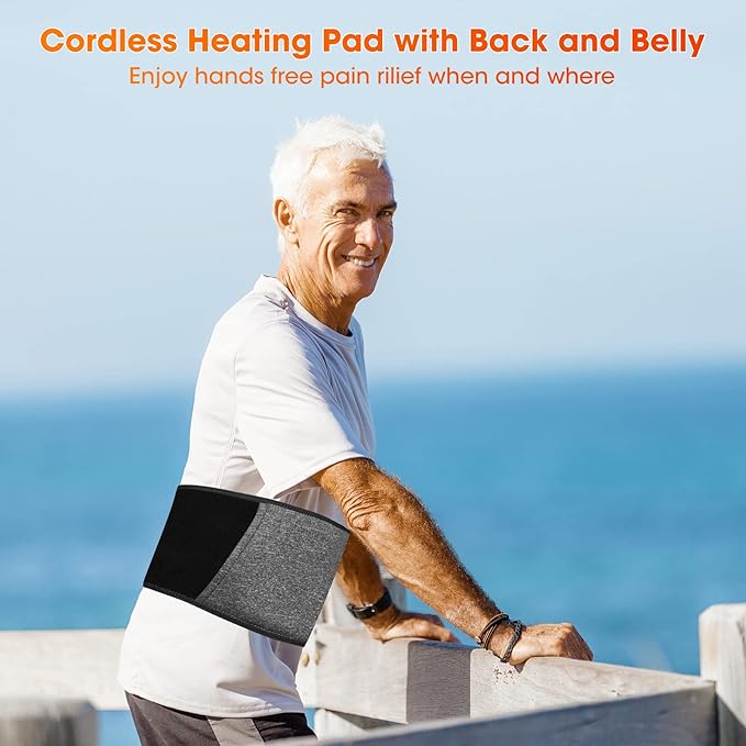CUEHEAT Heated Waist Belt,Heating Pad for Lower Back and Belly, Rechargeable Battery Powered