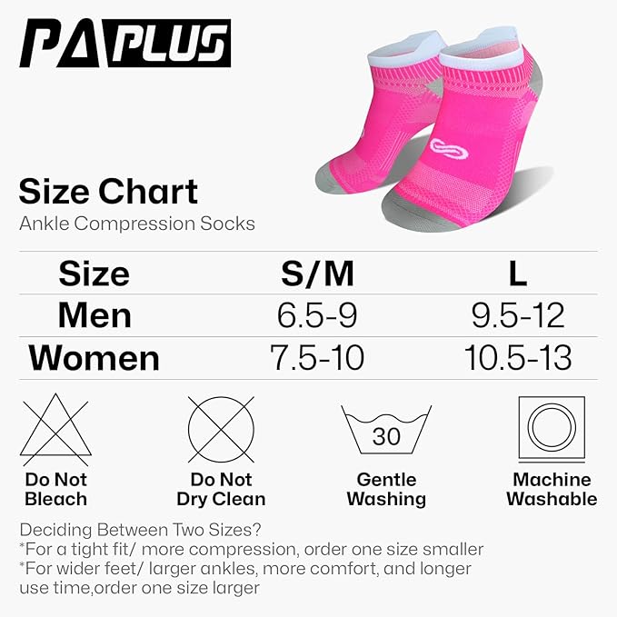 PAPLUS Compression Socks for Men & Women, 2/4/6 Pairs Ankle Running Socks with Arch Support, Ankle Support, Plantar Fasciitis